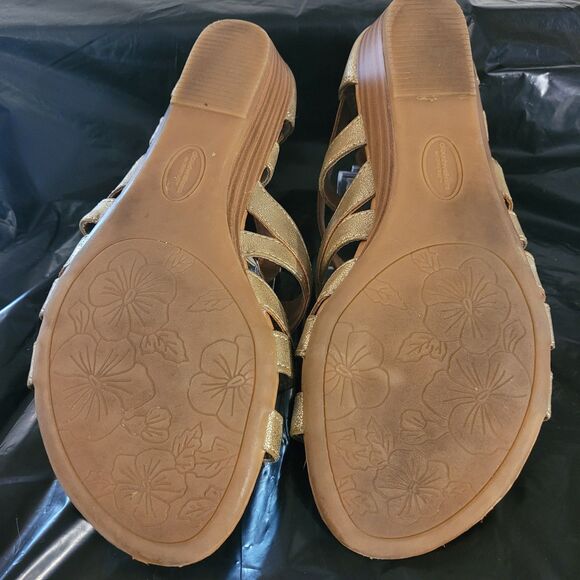 Cloudwalkers Gina Gold Metallic Sandals Galdiator Womens Sz 8 Zip Back - Picture 7 of 11